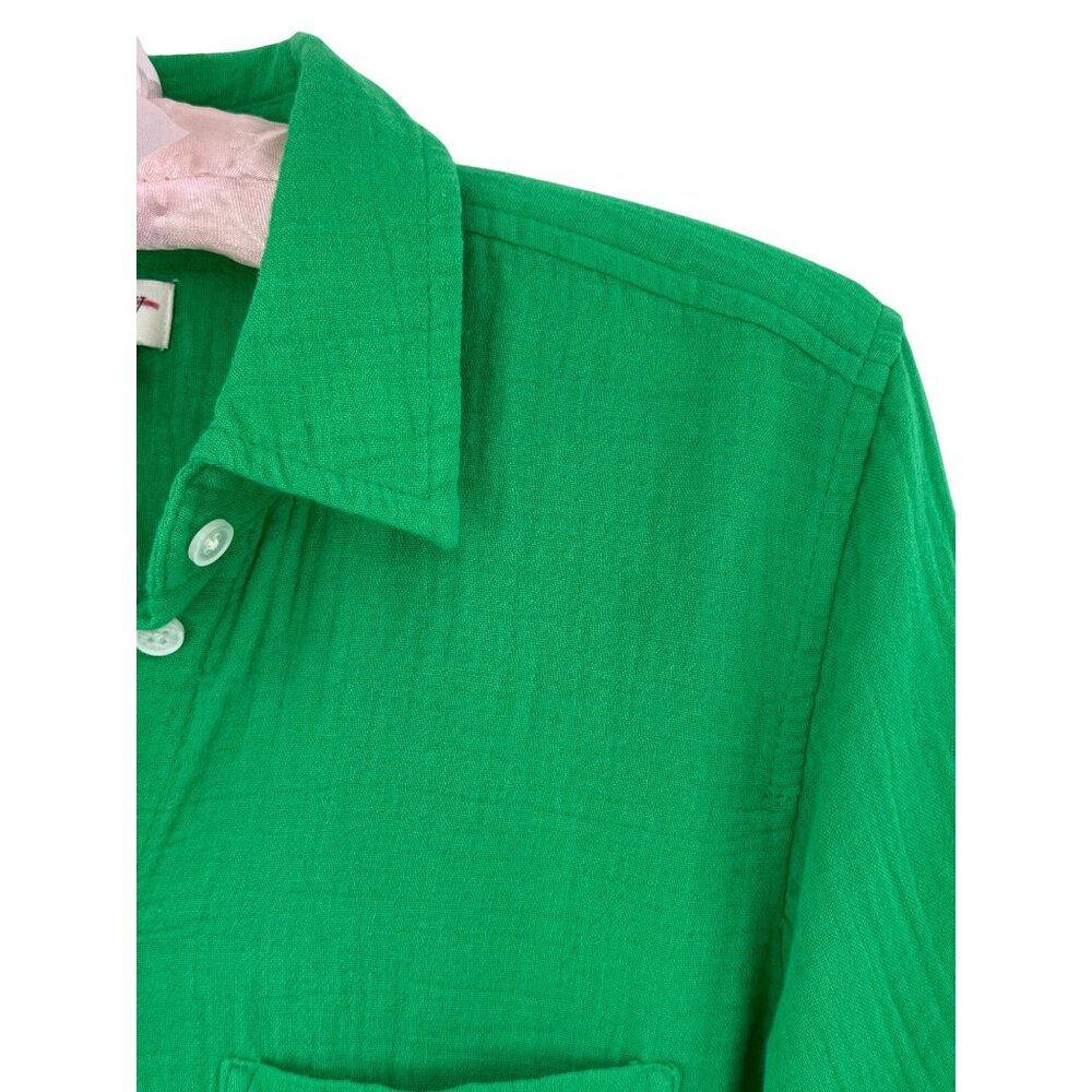 NWT J.Crew Green Crinkle Gauze Cotton Coastal Granddaughter Button Down Top XS - Picture 11 of 16